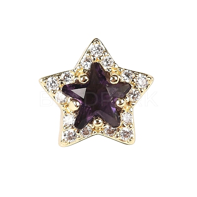 Brass Micro Pave Cubic Zirconia Beads KK-D379-01G-12-1