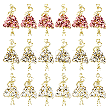 18Pcs 3 Styles Alloy with Rhinestone Pendants RB-DC0001-04-1