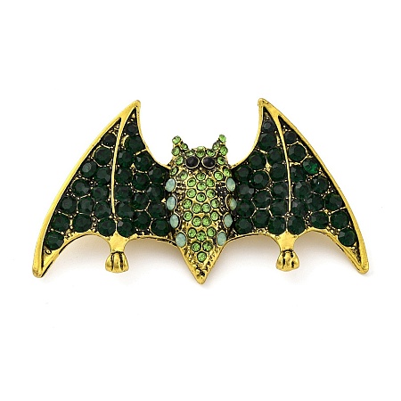 Zinc Alloy Rhinestone Halloween Bat Brooch JEWB-I033-03A-1