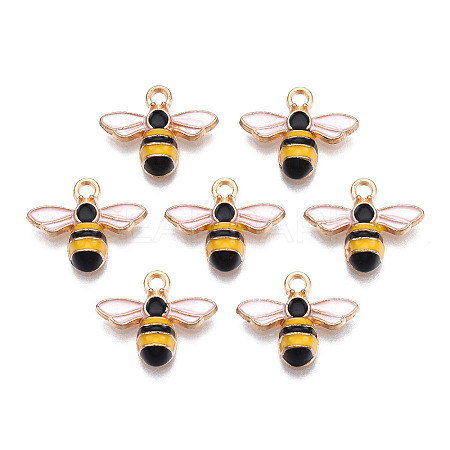 Light Gold Plated Alloy Enamel Pendants ENAM-R136-49-1