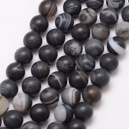 Natural Black Agate Bead Strands X-G-K166-12-6mm-03-1