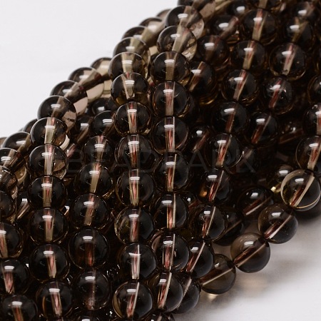 Natural Smoky Quartz Round Beads Strands X-G-E329-10mm-38-1