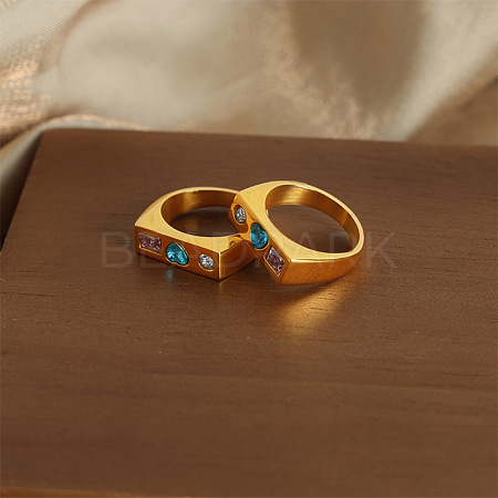 304 Stainless Steel Pave Cubic Zirconia Finger Rings WG42730-02-1