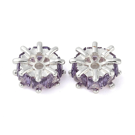 Brass Micro Pave Cubic Zirconia Spacer Beads KK-U045-16P-01-1