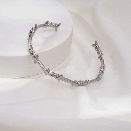 Dark Gothic Punk Irregular Thorn Wavy 304 Stainless Steel Open Cuff Bangles for Men Women EP9765-2-1