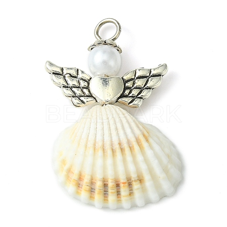 Spiral Shell Angel Pendants PALLOY-JF02507-02-1