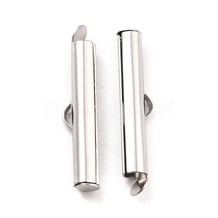 Non-Tarnish 304 Stainless Steel Slide On End Clasp Tubes STAS-C044-08C-P-1