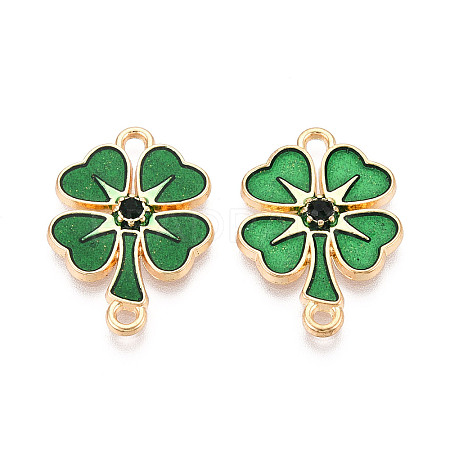 Saint Patrick's Day Alloy Enamel Connector Charms FIND-N011-26KCG-1