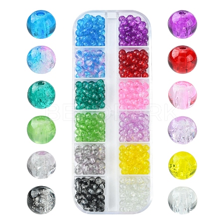 840Pcs 12 Colors Spray Painted Crackle Glass Beads CCG-FS0001-01-1