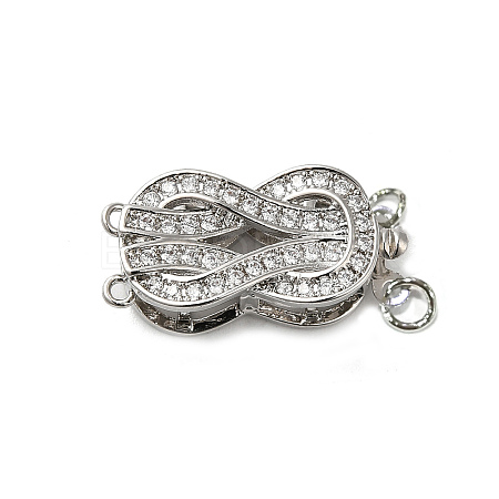 Brass Micro Pave Clear Cubic Zirconia Box Clasps X-KK-E084-28P-1