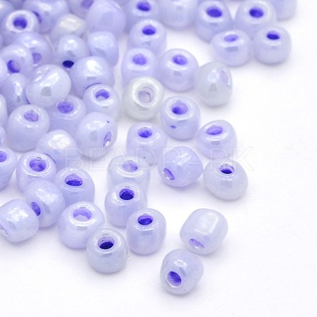 DIY Craft Beads 6/0 Ceylon Round Glass Seed Beads X-SEED-A011-4mm-146-1