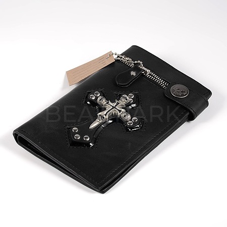 Men's Cross with Skull Leather Wallets ABAG-N004-07A-1