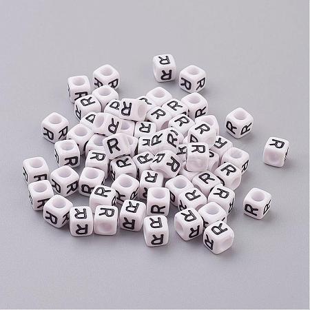 Acrylic Horizontal Hole Letter Beads PL37C9308-R-1