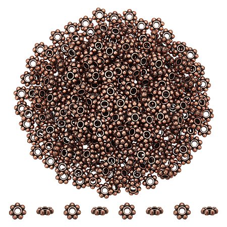 300Pcs Tibetan Style Alloy Beads Daisy Spacer Beads TIBEB-PH0005-30R-1