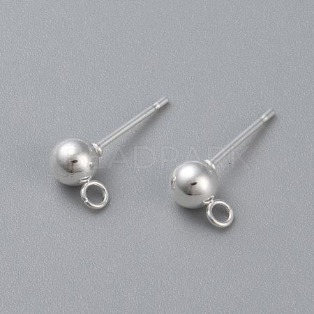 304 Stainless Steel Ball Stud Earring Post STAS-H410-10S-B-1