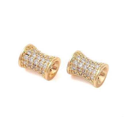 Brass Micro Pave Clear Cubic Zirconia Beads KK-B100-021G-1