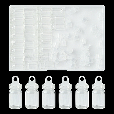 30Pcs Glass Empty Bottle Pendant Decoration CON-YW0001-78-1