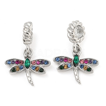 Rack Plating Alloy Pave Colorful Rhinestone Insect European Dangle Charms FIND-B034-14P-02-1