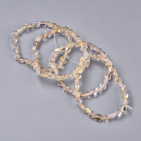 Natural Citrine Bead Stretch Bracelets X-BJEW-K213-66-1