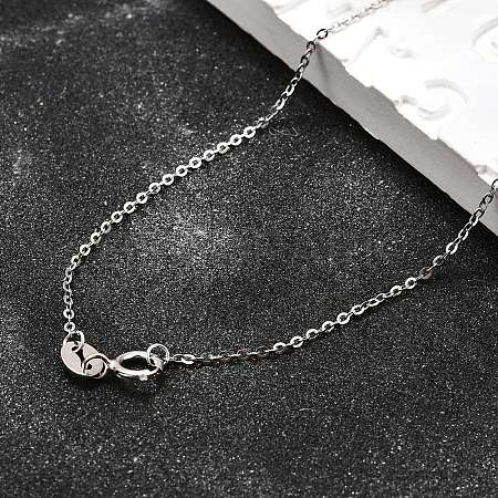 Anti-Tarnish Rhodium Plated 925 Sterling Silver Cable Chain Necklaces NJEW-N0048-46-18-1