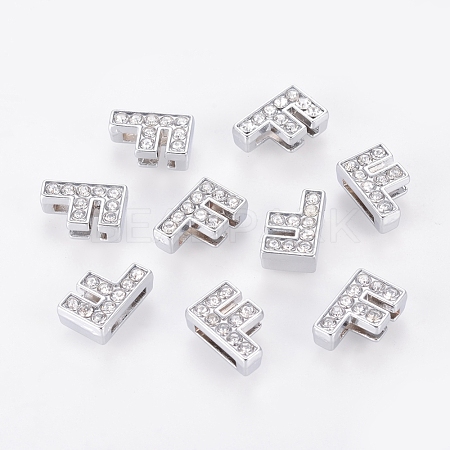 Alloy Initial Slide Charms with Grade A Rhinestones ALRI-R032-F-FF-1