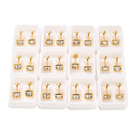 Square Crystal Rhinestone Ear Fake Plugs EJEW-H105-21G-A-1