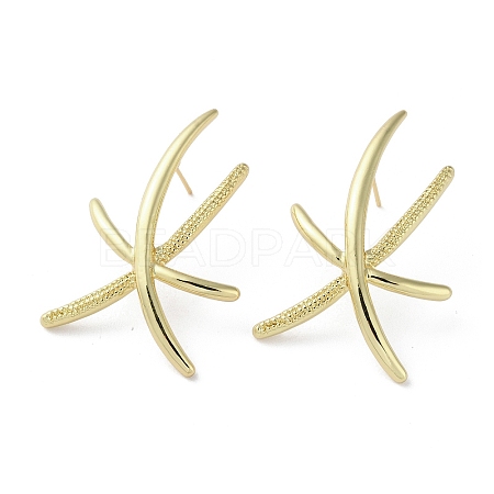 Rack Plating Brass Starfish Stud Earrings EJEW-M237-03G-1