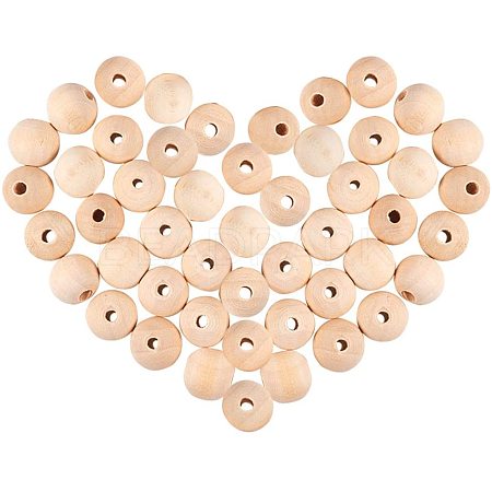 Round Unfinished Wood Beads WOOD-PH0008-12-1
