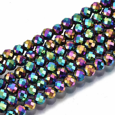Rainbow Electroplate Non-magnetic Synthetic Hematite Beads Strands G-T114-60A-M-1
