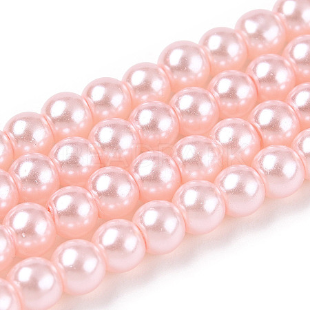 Baking Paint Pearlized Glass Pearl Round Bead Strands X-HY-Q003-4mm-05-1