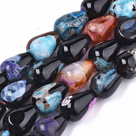 Natural Fire Crackle Agate Beads Strands G-S359-248-1