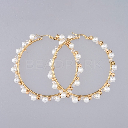 Beaded Hoop Earrings EJEW-JE03804-1