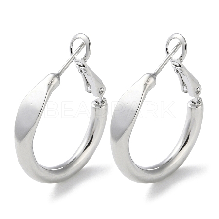 999 Fine Silver Ring Hoop Earrings EJEW-P296-22P-1