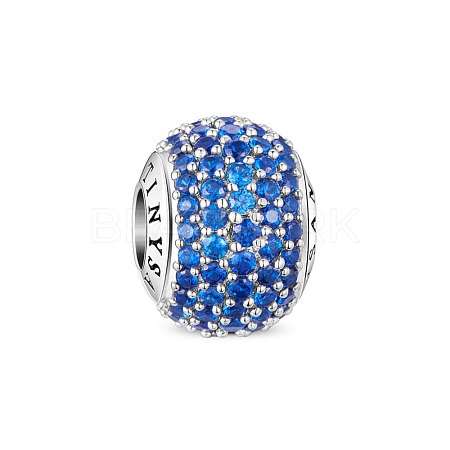 TINYSAND Rondelle Rhodium Plated 925 Sterling Silver European Beads TS-C-025-1