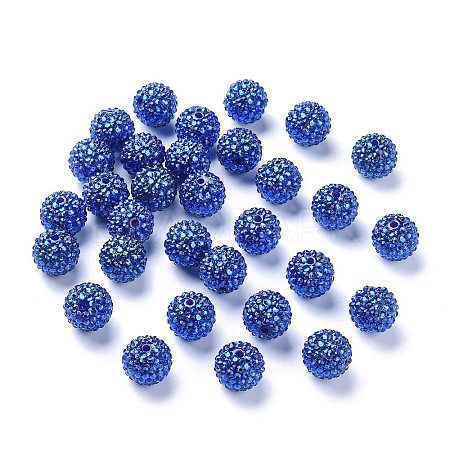Chunky Resin Rhinestone Bubblegum Ball Beads X-RESI-A001-2-1