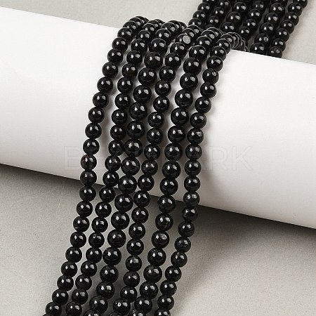 Natural Black Tourmaline Beads Strands G-G763-01-4mm-AB-1