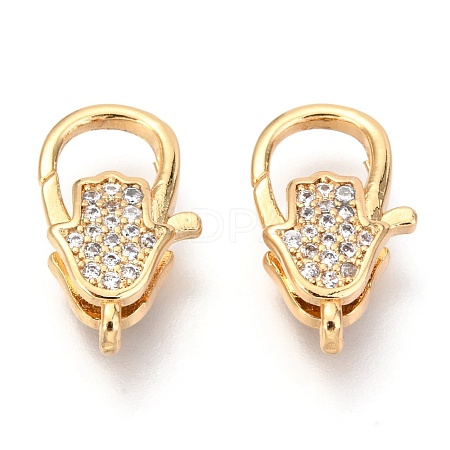 Brass Micro Pave Cubic Zirconia Lobster Claw Clasps ZIRC-O038-24G-1