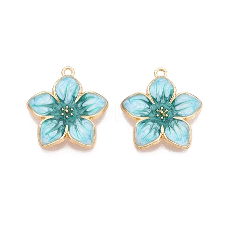 Rack Plating Alloy Enamel Pendants ENAM-N056-365KCG-05-1