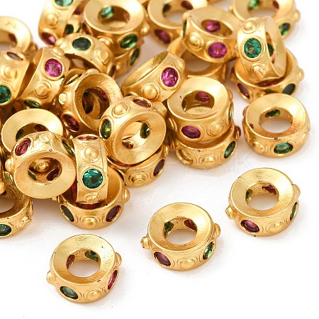 Brass Micro Pave Cubic Zirconia European Beads KK-A254-29G-1