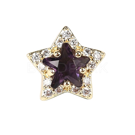 Brass Micro Pave Cubic Zirconia Beads KK-D379-01G-12-1