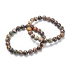 Natural Multi-Color Agate Stretch Beaded Bracelets G-A185-01E-2