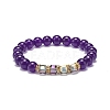 4Pcs 4 Style Natural Mixed Gemstone & Glass Cube Beaded Stretch Bracelets Set for Women BJEW-JB08855-4