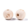 Unfinished Natural Wood European Beads WOOD-S045-142A-01-2