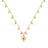 Eye Brass Micro Pave Cubic Zirconia Pendant Necklaces NJEW-PH01393-1