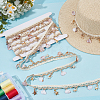 4 Yards Cotton Thread & Linen & Shell Beaded Trim Ribbon OCOR-DR0001-25-4