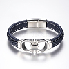 Men's Braided Leather Cord Bracelets BJEW-H559-15F-1