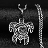 304 Stainless Steel Enamel Turtle with Black Sun Pattern Pendant Necklaces for Men FS-WGFBC27-01-1