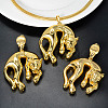 Brass Stud Earrings & Pendant Necklaces Sets for Women FS-WGDC970-02-5