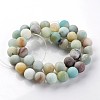 Frosted Natural Flower Amazonite Round Beads Strands G-E330-10mm-01-2