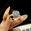 Rhodium Plated 925 Sterling Silver Pave 8.2x4.9mm Moissanite Finger Rings for Women WGE3211-12-1